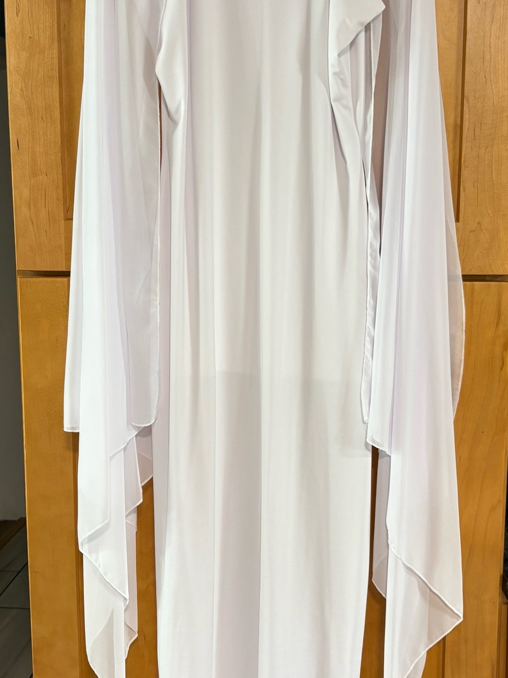 Asymmetrical White Draped Women's Dress - Picture 7 of 8